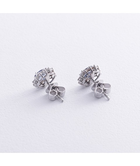Gold earrings - studs (sapphires, diamonds) sb0494gl Onyx