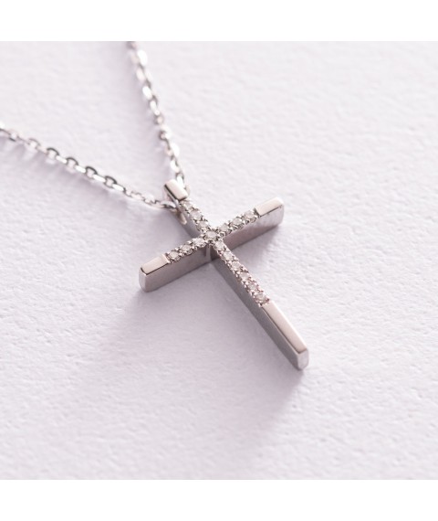 Gold necklace "Cross" with diamonds 104-10017 Onix 45