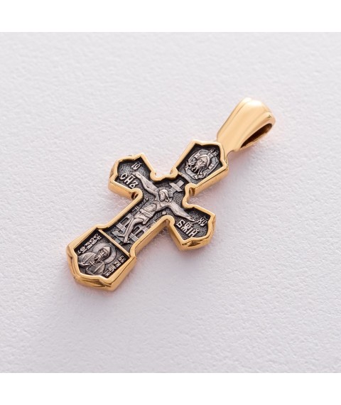 Orthodox cross "Crucifixion of Christ. St. Nicholas the Wonderworker" 132896 Onyx