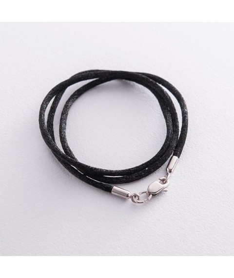 Black silk cord with white gold clasp (2mm) count00849 Onix 45