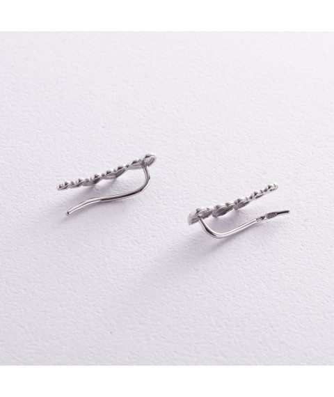 Climber earrings "Hearts" in silver 073110 Onyx