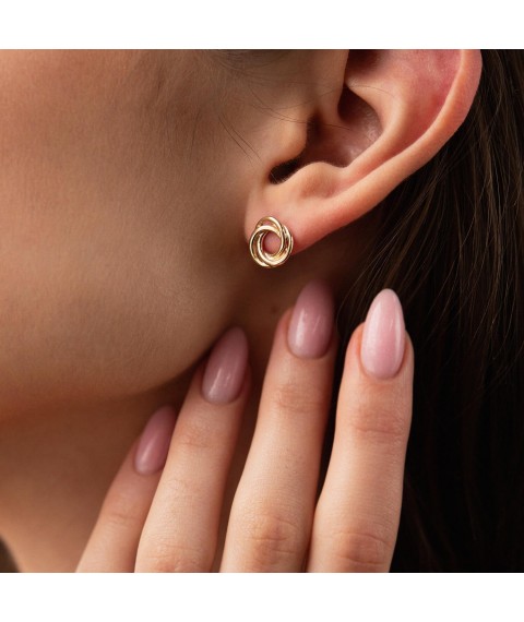 Earrings - studs "Hobbies" in yellow gold s06937 Onyx