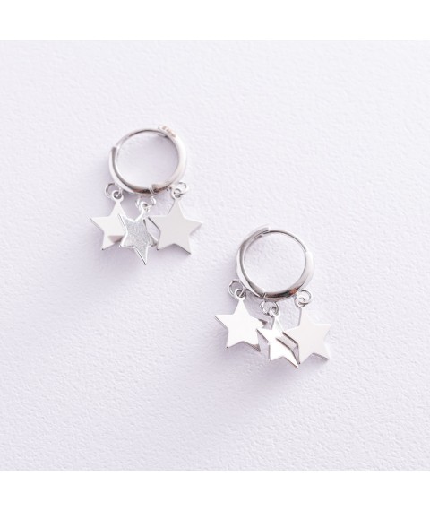 Silver earrings - rings "Stars" 123343 Onyx