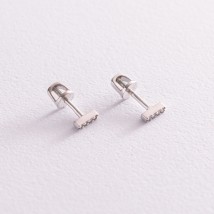 Gold earrings - studs with diamonds 102-10069 Onyx