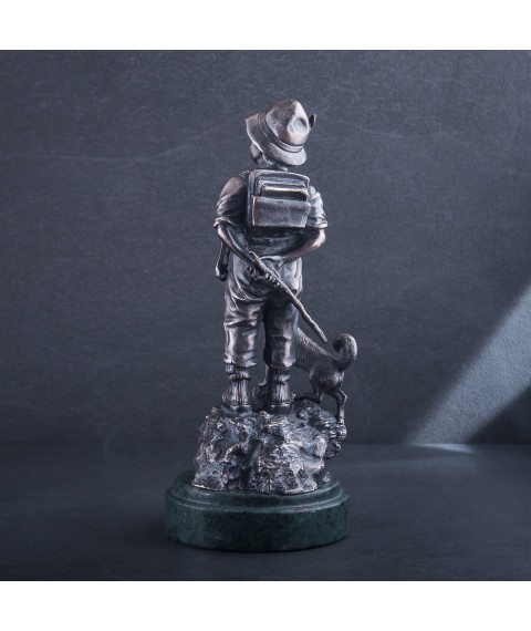 Handgefertigte Silberfigur "Junge mit Hund" ser00002 Onyx