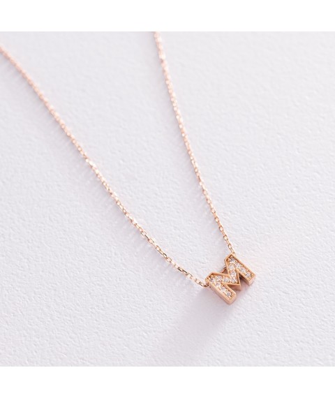 Gold necklace with the letter "M" (cubic zirconia) count01255M Onix 40