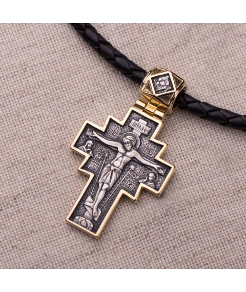 Серебряный крестик с позолотой «Распятие. Икона Божией Матери «Неопалимая Купина» 132303 Онікс