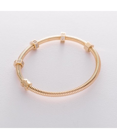Rigid gold bracelet with cubic zirconia b04193 Onyx