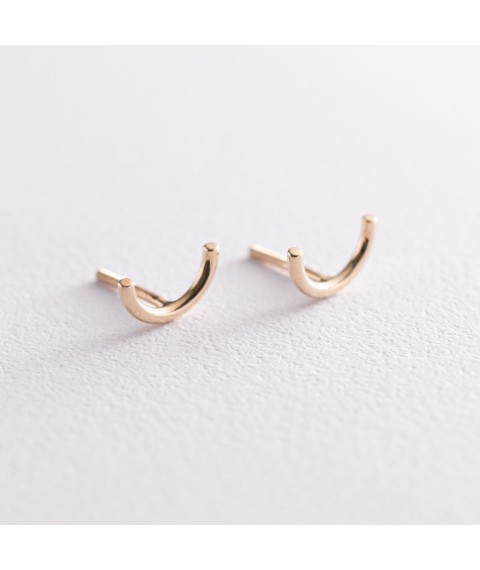 Earrings - studs "Arc" in yellow gold s07074 Onyx