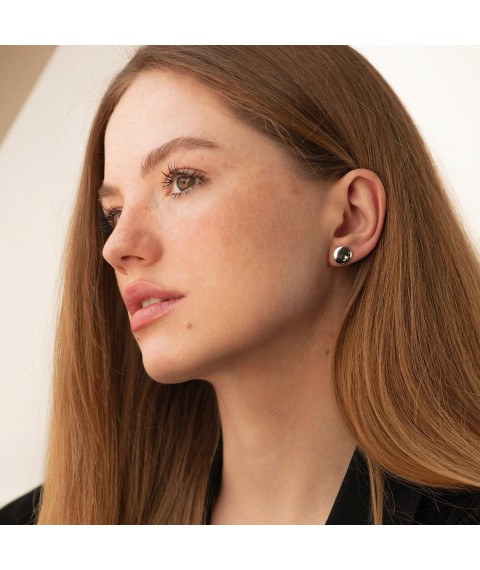 Gold earrings - studs "Circles" s05775 Onyx