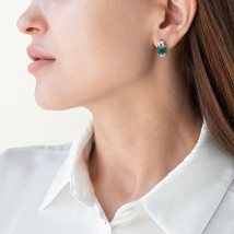 Silver earrings with chrysoprase and cubic zirconia 121369 Onyx