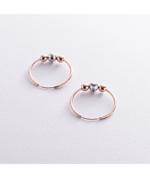 Gold earrings - rings with balls s08365 Onyx