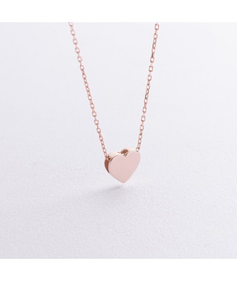 Necklace "Heart" in red gold kol02521 Onix 45