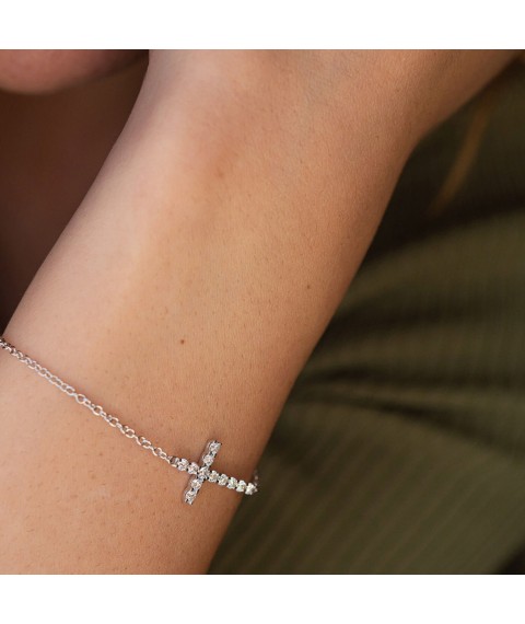 Gold bracelet "Cross" with diamonds bb0033cha Onyx 16