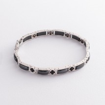 Men's silver bracelet with ceramic inserts ZANCAN KXB048-N Onyx