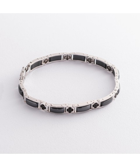 Men's silver bracelet with ceramic inserts ZANCAN KXB048-N Onyx