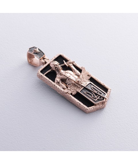 Gold pendant "Ukrainian Cossack. Our Father" (ebony) 1178k Onyx