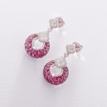 Gold stud earrings with diamonds and rubies sb0308lg Onyx