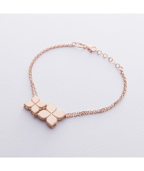 Gold bracelet "Two clovers" b04279 Onyx 20
