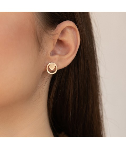 Earrings - studs "Sincerity" in red gold s06974 Onyx