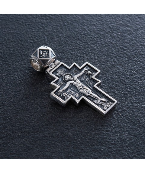 Срібний православний хрест з чорнінням 132488 Онікс