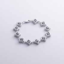 Silver bracelet "Clover" (black cubic zirconia) 141481 Onix 19