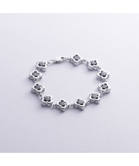 Silver bracelet "Clover" (black cubic zirconia) 141481 Onix 19