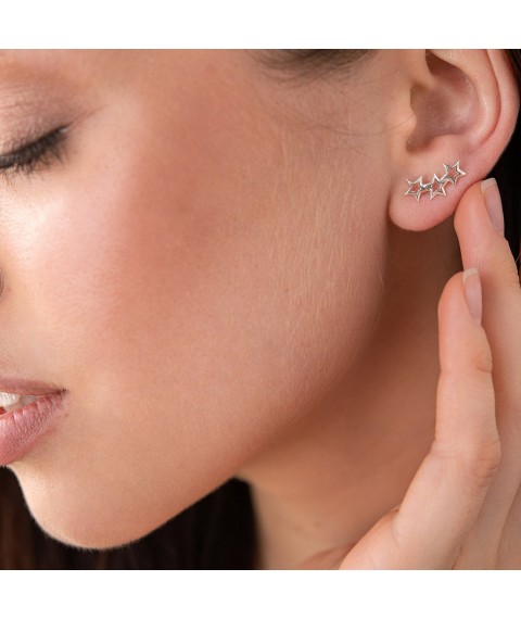 Silver earrings - studs "Stars" 123021 Onyx