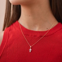 Крестик в желтом золоте mini п03869 Онікс