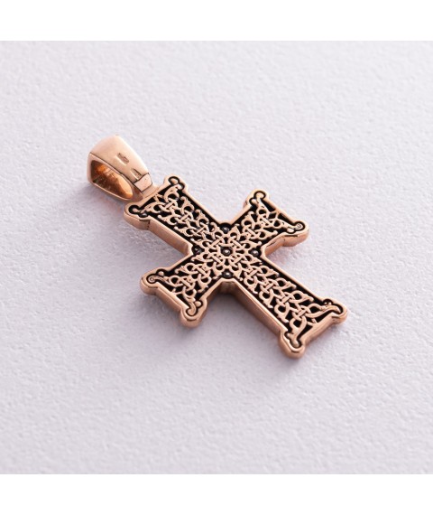 Золотой православный крест "Голгофа" п02655 Оникс