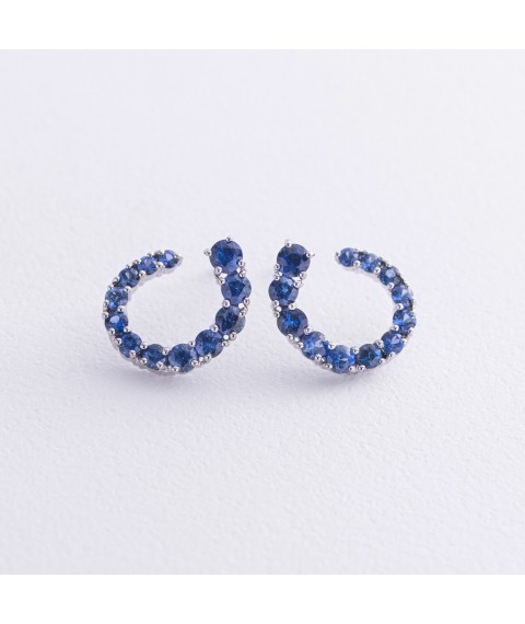 Gold earrings - studs "Samantha" (sapphires) sb0495gl Onyx