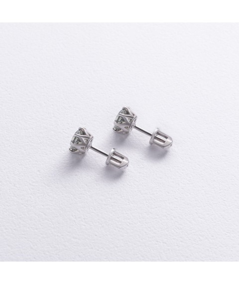 Silver earrings - studs (synthetic topaz) 123364 Onyx