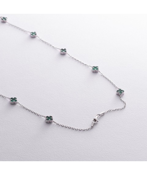 Necklace "Clover" with malachite mini (white gold) count02426 Onix 85