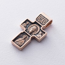 Golden Orthodox cross "Savior Not Made by Hands. St. Nicholas the Wonderworker. Guardian Angel" p02644 Onyx