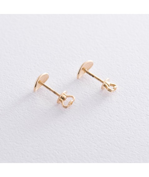 Gold earrings - studs "Oval" s06812 Onyx