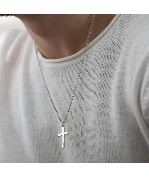 Handmade silver cross "In God we trust" 132750g Onyx