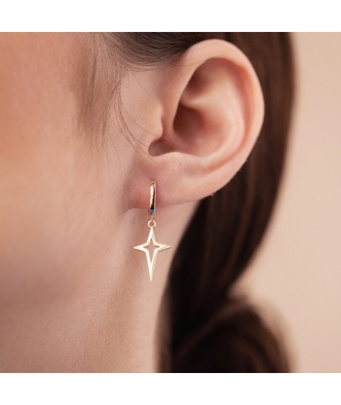 Earrings "Polar Star" in yellow gold s08332 Onyx