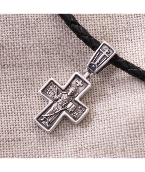 Срібний хрест з чорнінням 132516 Онікс