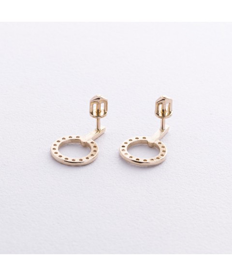 Earrings - studs "Tessa" with cubic zirconia (yellow gold) s08729 Onyx