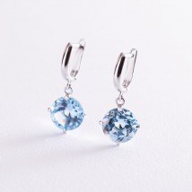 Gold earrings "Attraction" with blue topaz s05290 Onyx