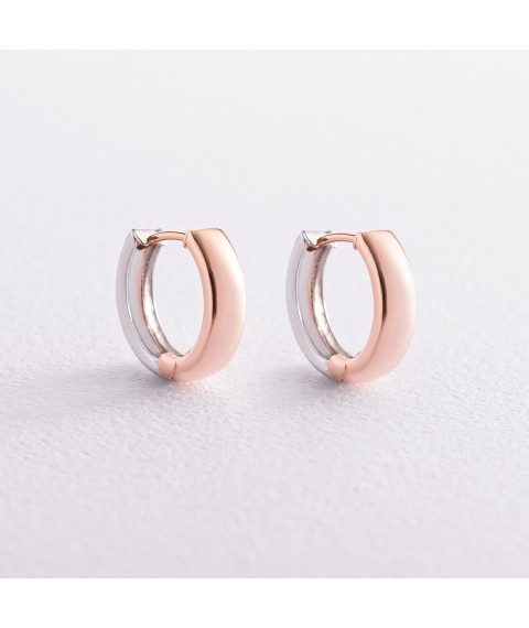Earrings - rings without stones (red, white gold) s07992 Onyx