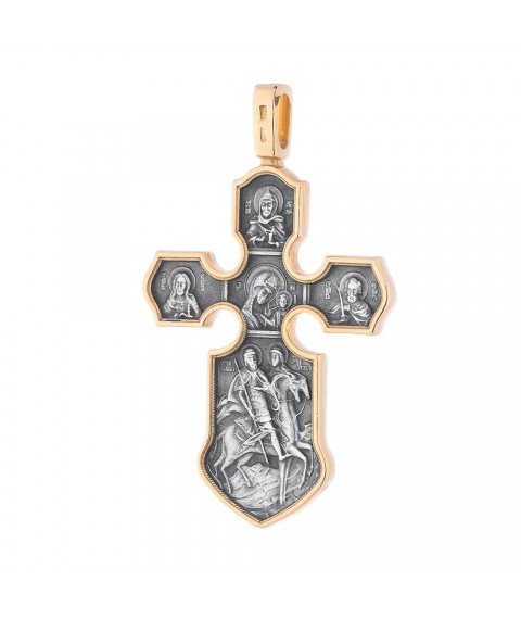 Православний хрест "Розп'яття. Казанська ікона Божої Матері з майбутніми святими" 131464 Онікс
