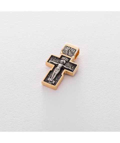Срібний хрест з позолотою 132443 Онікс