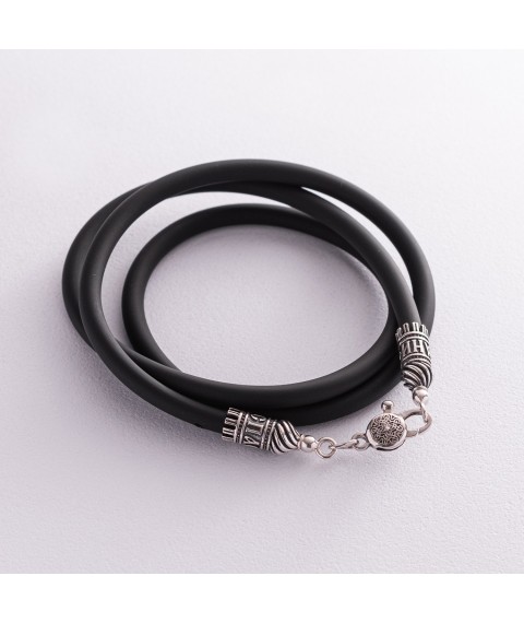 Rubber cord "Save and Preserve" with silver clasp (5mm) 18412 Onix 65