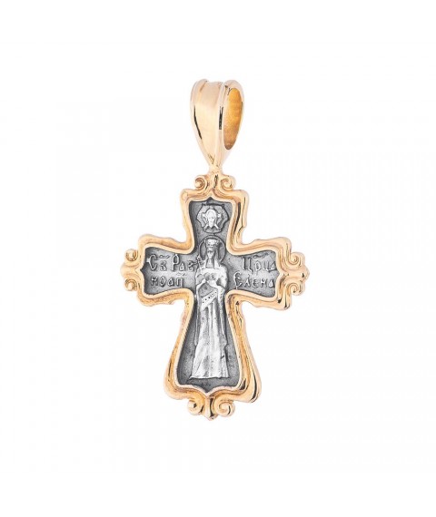 Silver cross "Crucifixion" with gold plated 132406 Onyx