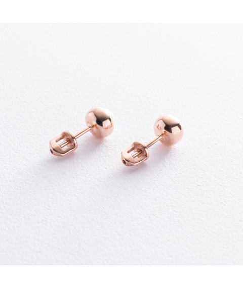 Earrings - studs with pearls (red gold) s08503 Onyx