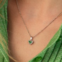 Gold pendant "Heart" with emeralds and diamonds pb0324cha Onyx
