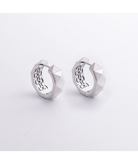 Серьги - кольца "Luisa" в белом золоте с09157 Онікс
