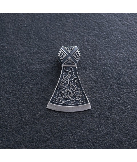 Silver pendant "Double ax" 7045 Onyx