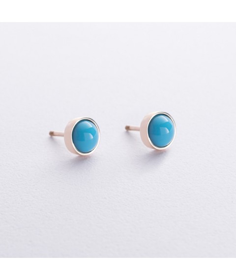 Earrings - studs with turquoise (yellow gold) s08811 Onyx